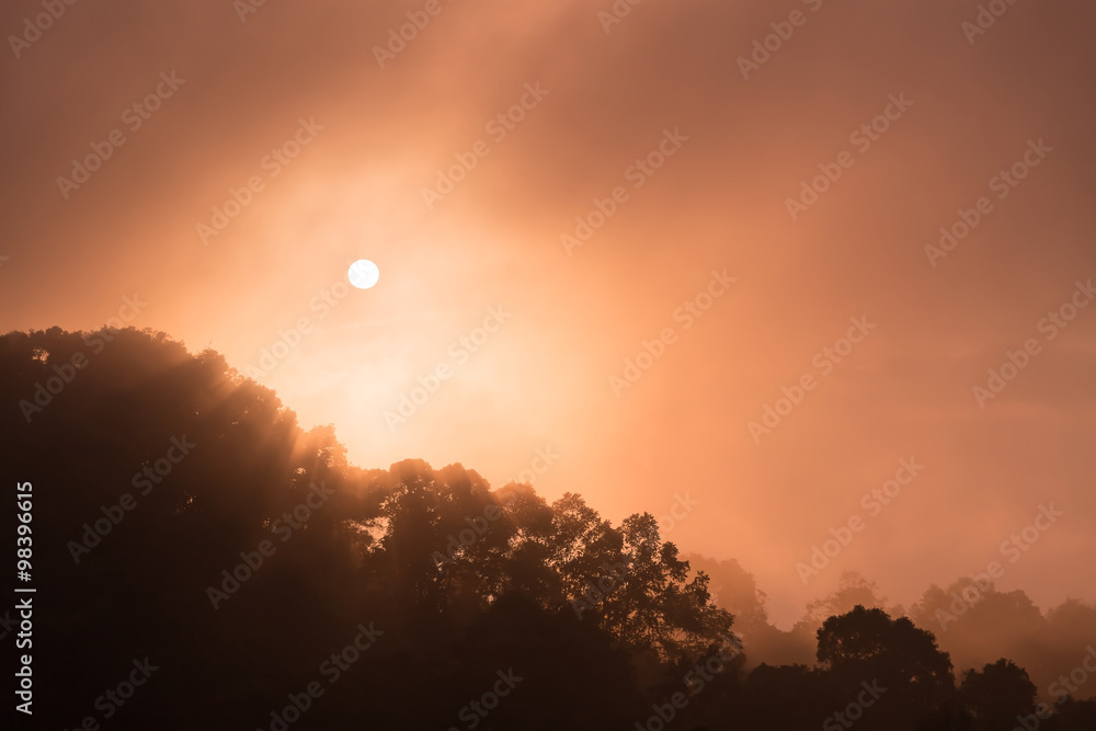 Sunrise with mist