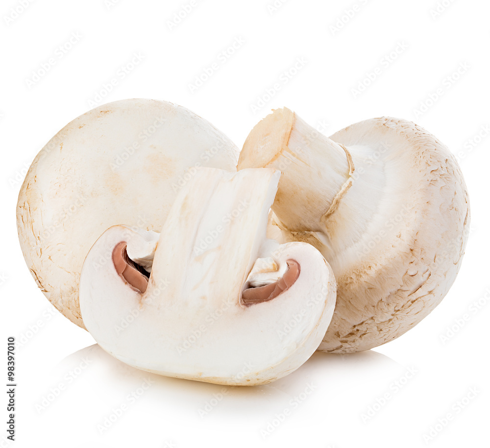 Fototapeta premium Champignon mushrooms close-up isolated on a white background.
