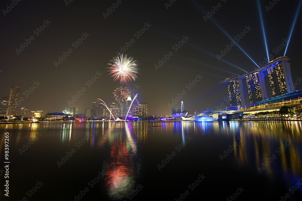 Singapore - Fireworks over Marina Bay
