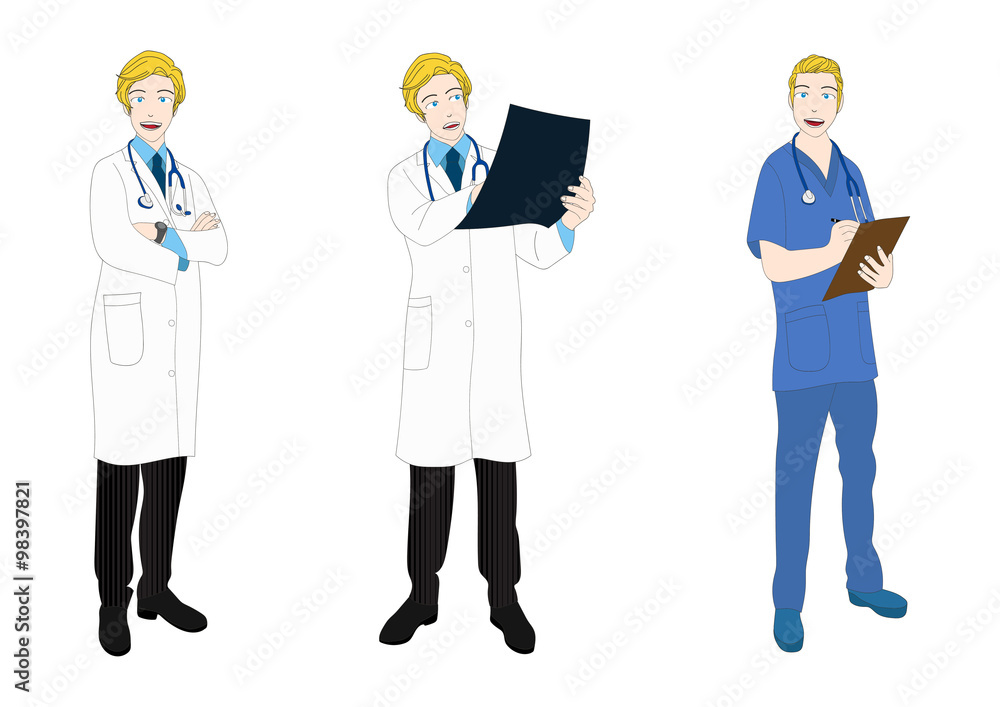 Medical Staff Full Body Caucasian Vector Illustration Medical Staff Full Body Caucasian Vector Illustration