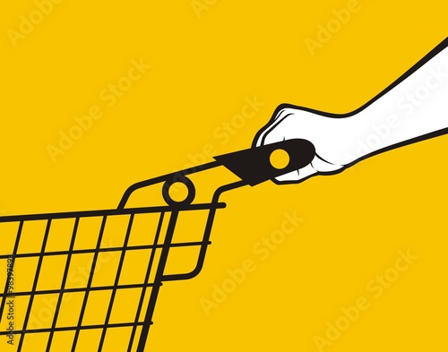 Hand pushing shopping cart