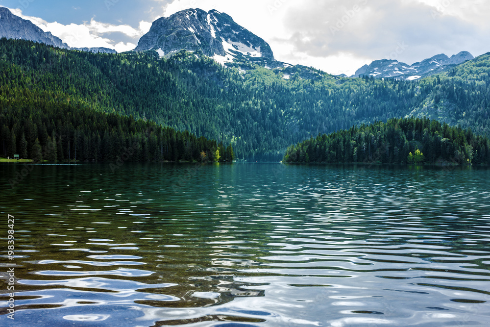 Mountain lake and evergreen forest, Durmitor, Montenegro
