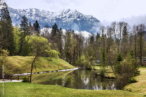  Bavaria, Germany. Alpine lake, natural landscape