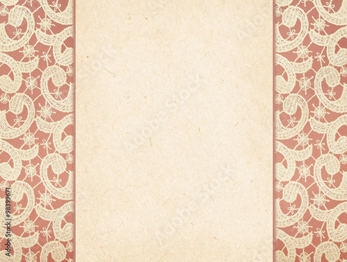Paper card on lace