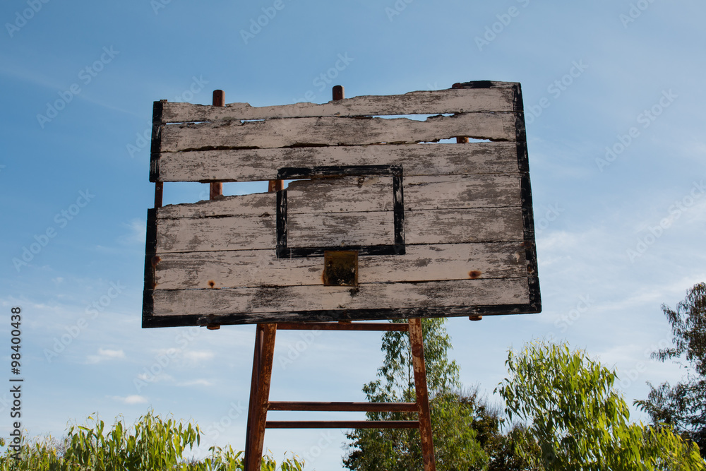 Basketball hoop is broken and wood board damaged ,Shiny wooden basketball  Stock Photo | Adobe Stock