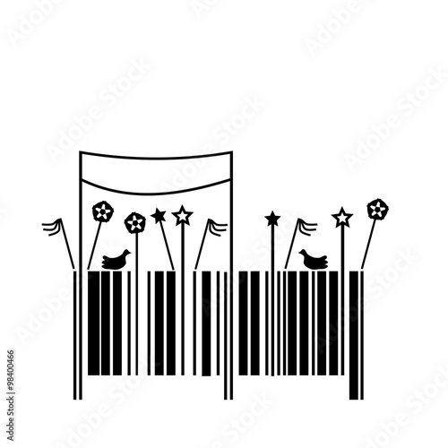 Barcode, vector illustration, decorated like a May Day parade in socialist or communist countries.