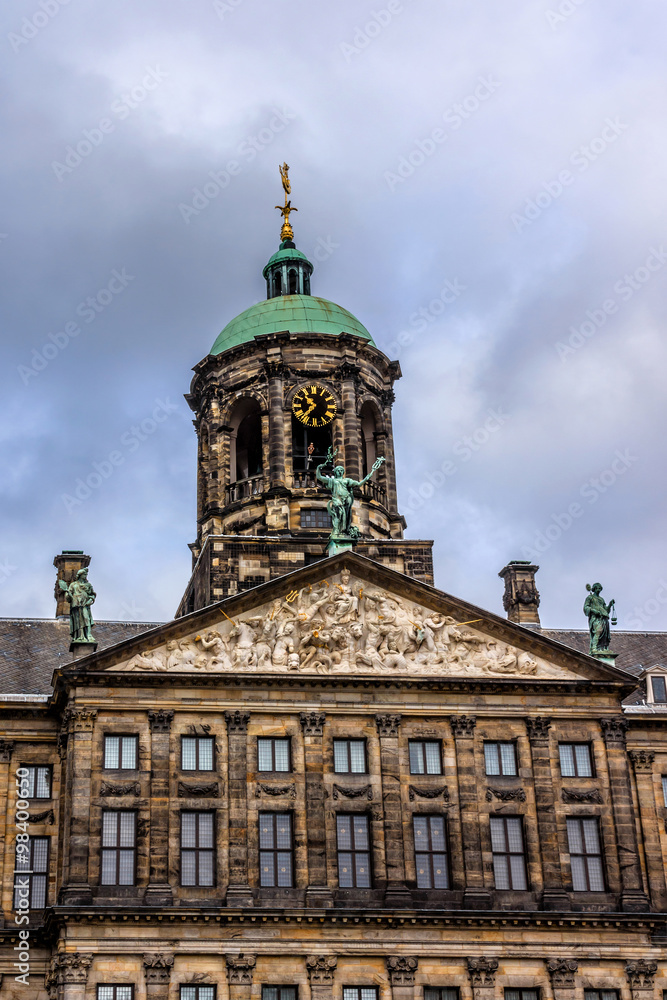 Royal Palace (1655) at Dam Square in Amsterdam, Netherlands.
