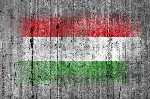 Fototapet Hungary flag painted on background texture gray concrete