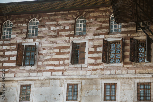 Facade of old building in Istanbul,Turkey built by Ottomans in and still used till nowadays 