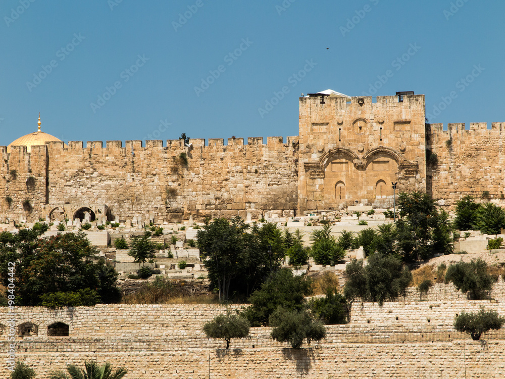 The Golden Gate on the east-side of the Temple Mount of Jerusale The Golden Gate on the east-side of the Temple Mount of Jerusale