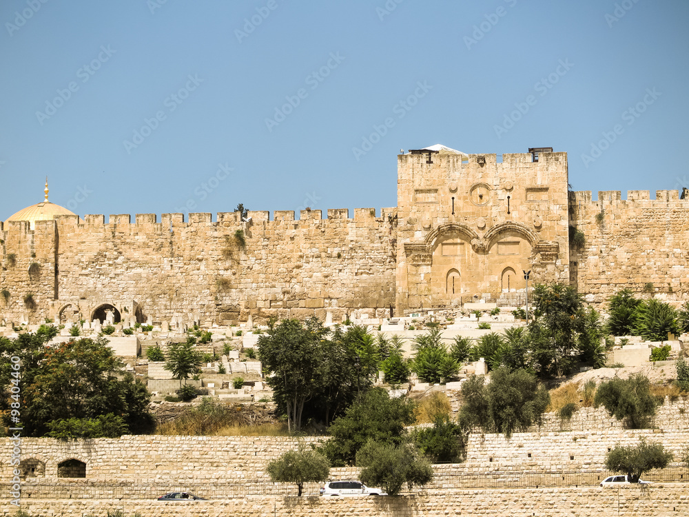 The Golden Gate on the east-side of the Temple Mount of Jerusale