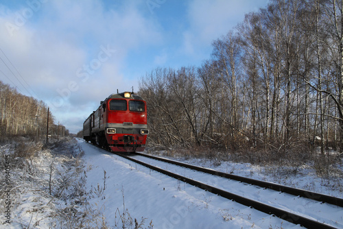 Railroad tracks winter day. Russia.