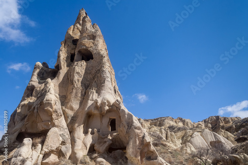 Jagged rock formation in Cappadocia, Turkey.