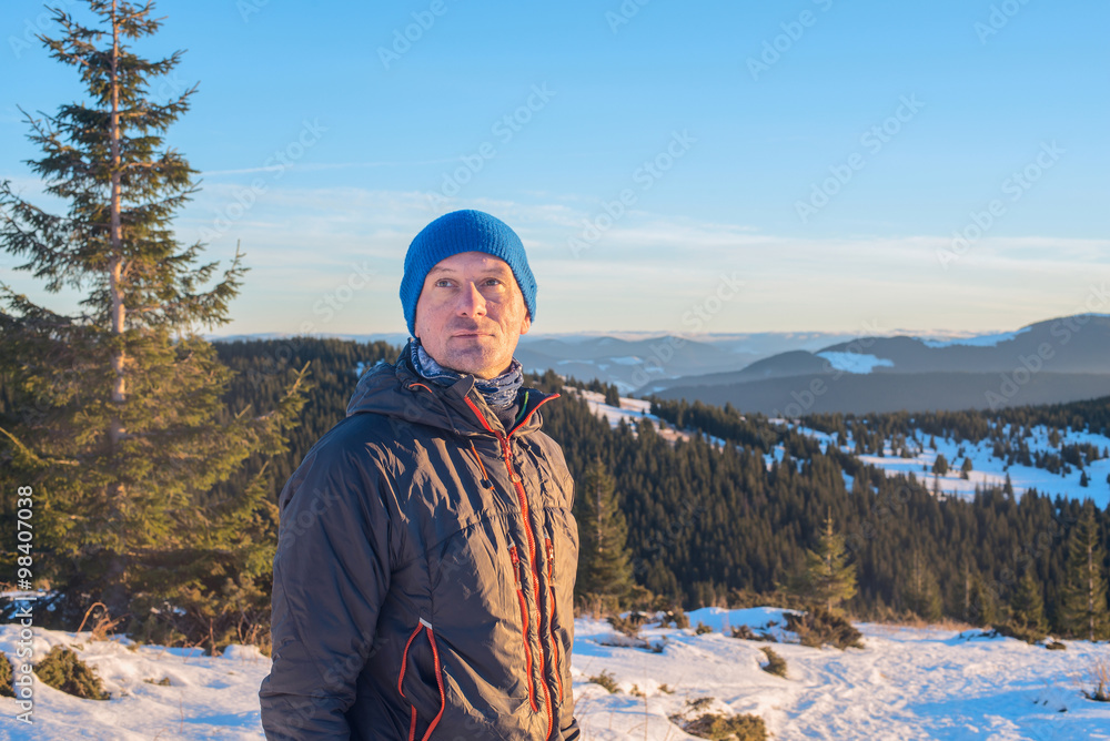 Hiker in winter