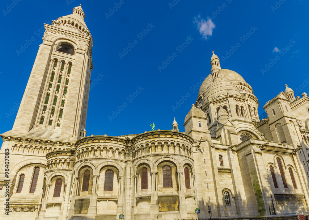 Basilica of the Sacred Heart, Sacre Coeur in Montmartre hill, Paris, France