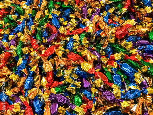 Wrapped Christmas Tree Candies Close Up