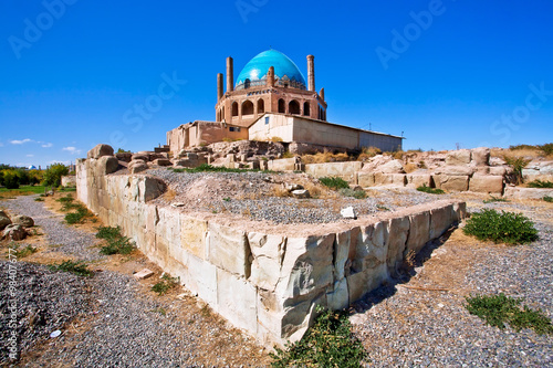 Ruins of historical wall around 14th century mausoleum, Iran. UNESCO World Heritage Site photo