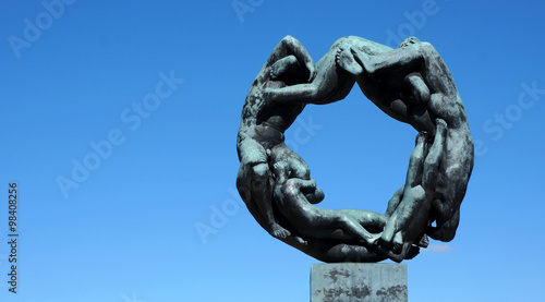 life circle in Vigeland Park Frogner Park Oslo city Norway in blue sky, human, team work, beauty, strength  photo
