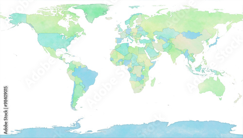 Cartina mondo  disegnata illustrata pennellate  confini Stati