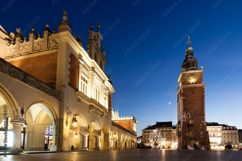 Old city center of Krakow, Poland - obrazy, fototapety, plakaty 