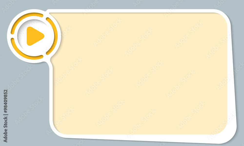 White abstract frame for your text and play icon White abstract frame for your text and play icon