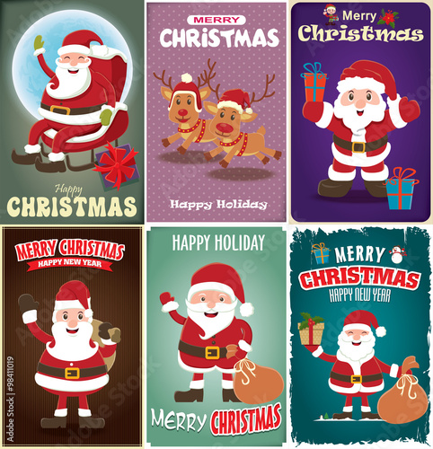 Vintage Christmas poster design set