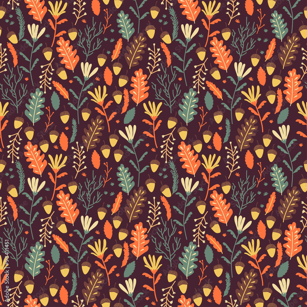 Autumn pattern with red and orange leaves Autumn pattern with red and orange leaves