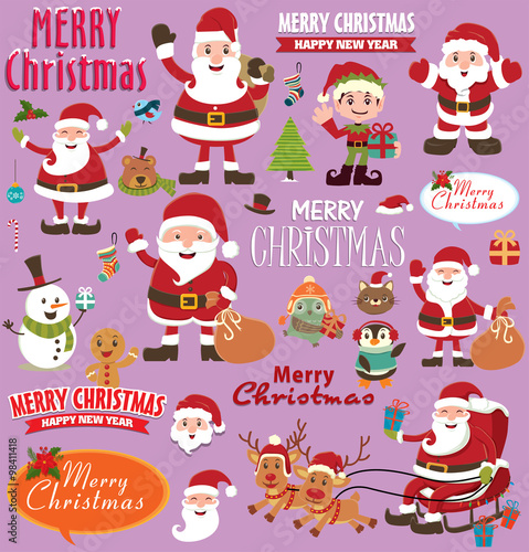 Vintage Christmas poster design set