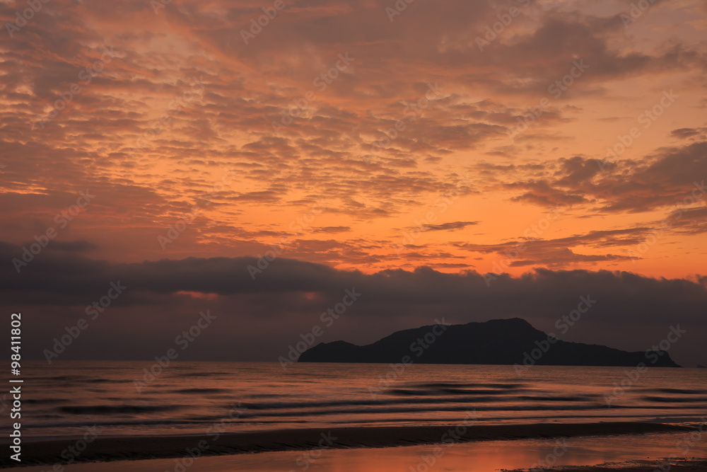 Colorful dawn over the sea.