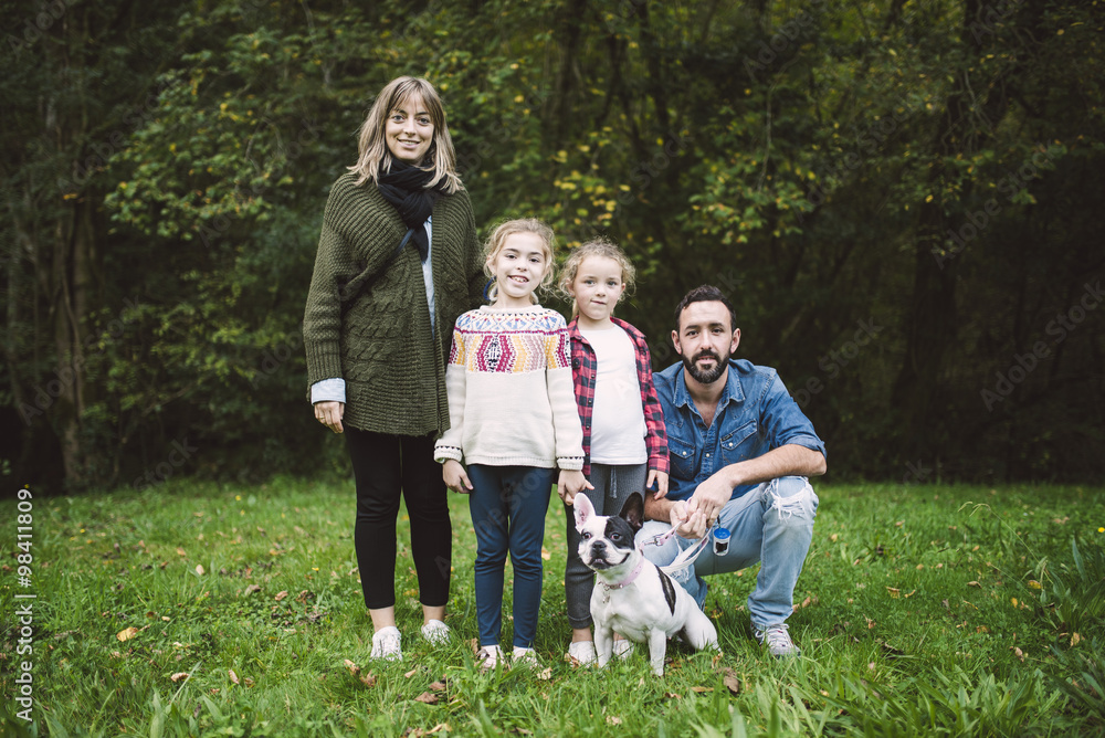 Family portrait at forest edge Family portrait at forest edge