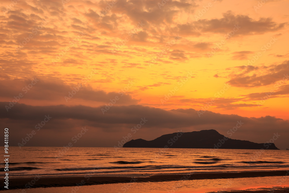 Colorful dawn over the sea.