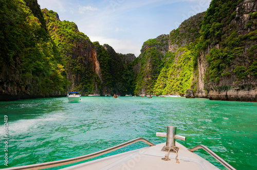 Entering Pileh lagoon with amazing limestone rock surrounded at