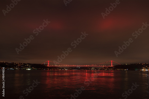 Fatih Sultan Mehmet bridge at night