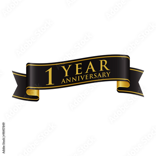 Simple Black Gold Ribbon Anniversary logo 1