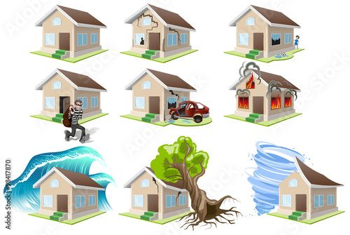 Set homes misfortune. House insurance. Property insurance