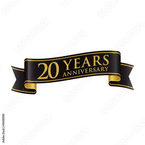 Simple Black Gold Ribbon Anniversary logo 20