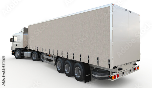 Isolated semi-trailer truck on white background