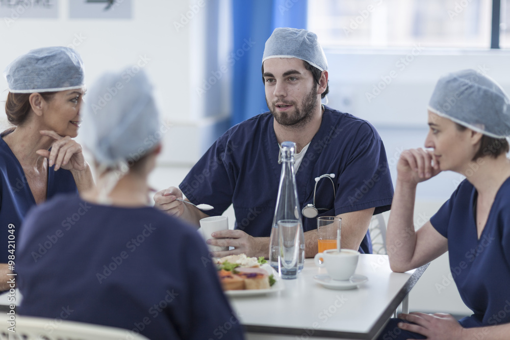 Doctors in hospital, morning break Doctors in hospital, morning break