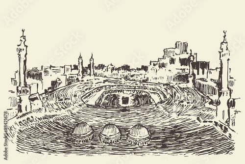 Holy Kaaba Mecca Saudi Arabia muslim vector drawn