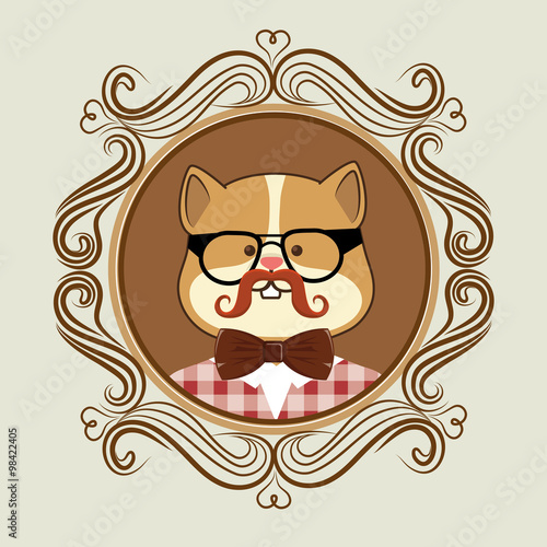 Hispter funny animal cartoon