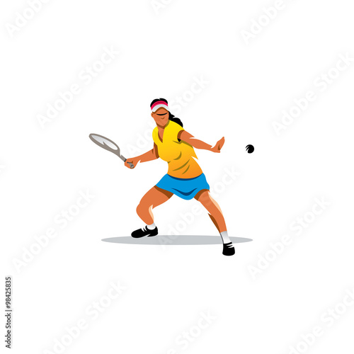 Tennis girl. Vector Illustration. © Steinar