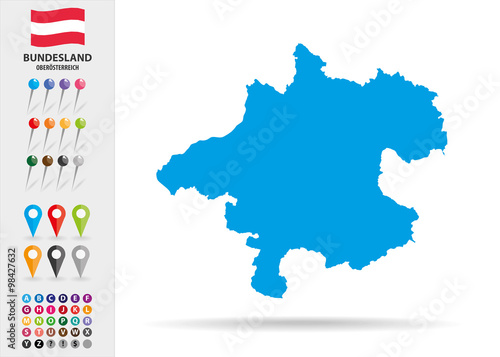 Map of Upper Austria in Austria