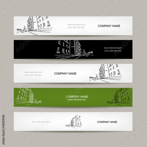 Banners design with cityscape sketch