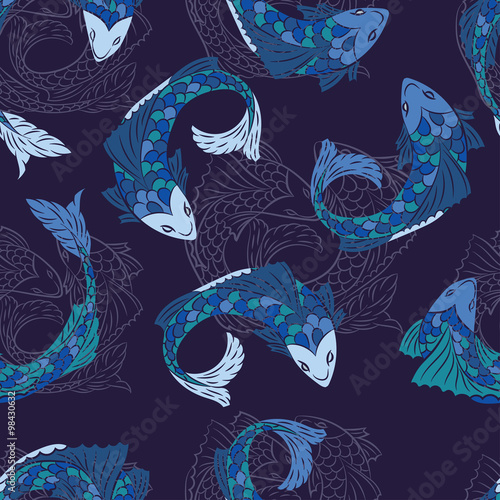 Seamless pattern with fish pattern