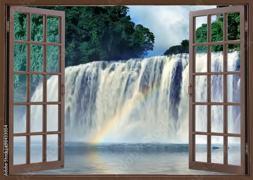 Open window view to Tinuy-an Falls near Bislig City  Mindanao  Philippines