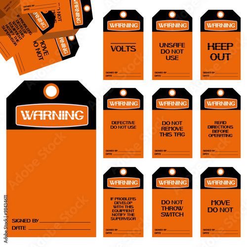 A set of label  on safety.