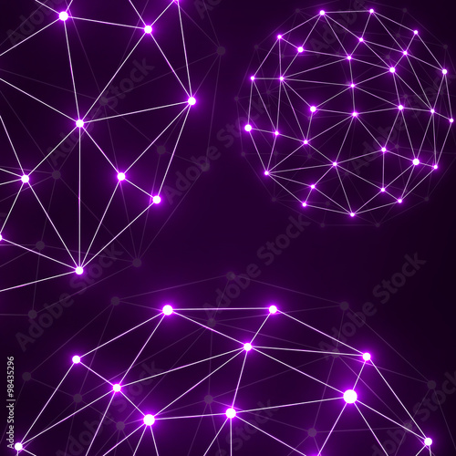 Abstract polygonal sphere, network connections. Futuristic technology style. Vector illustration. Eps 10