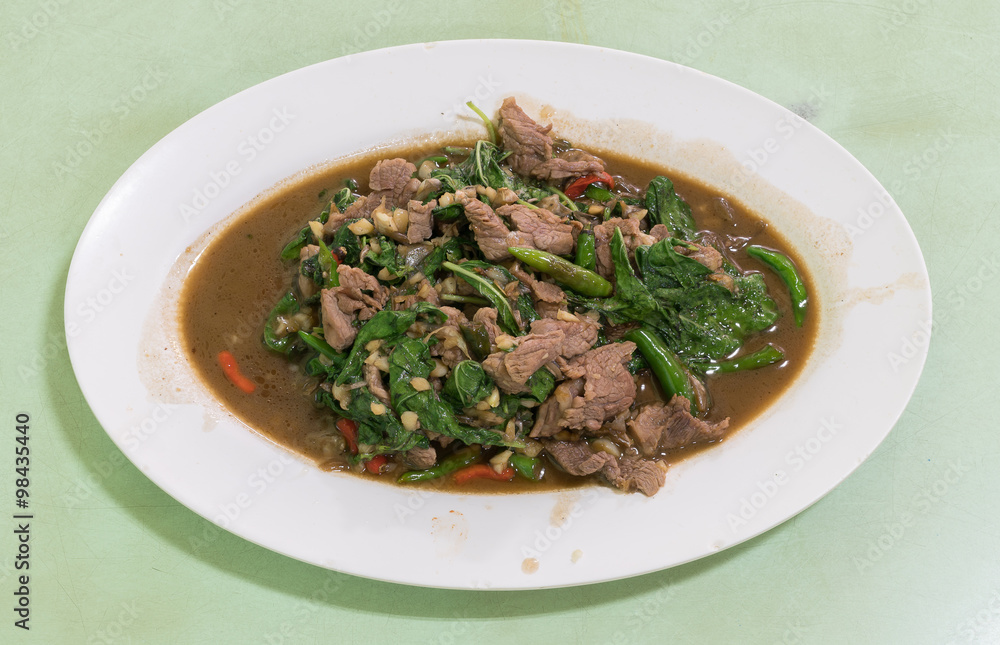 Fried meat with Basil
