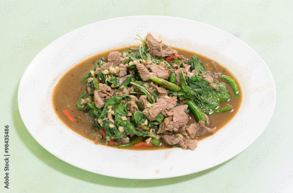 Fried meat with Basil
