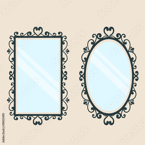 mirror square and oval on a background 